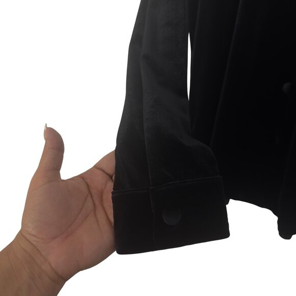 Preston & York Women Black Velvet Button-Up Shirt Blouse Sz L - Picture 11 of 15